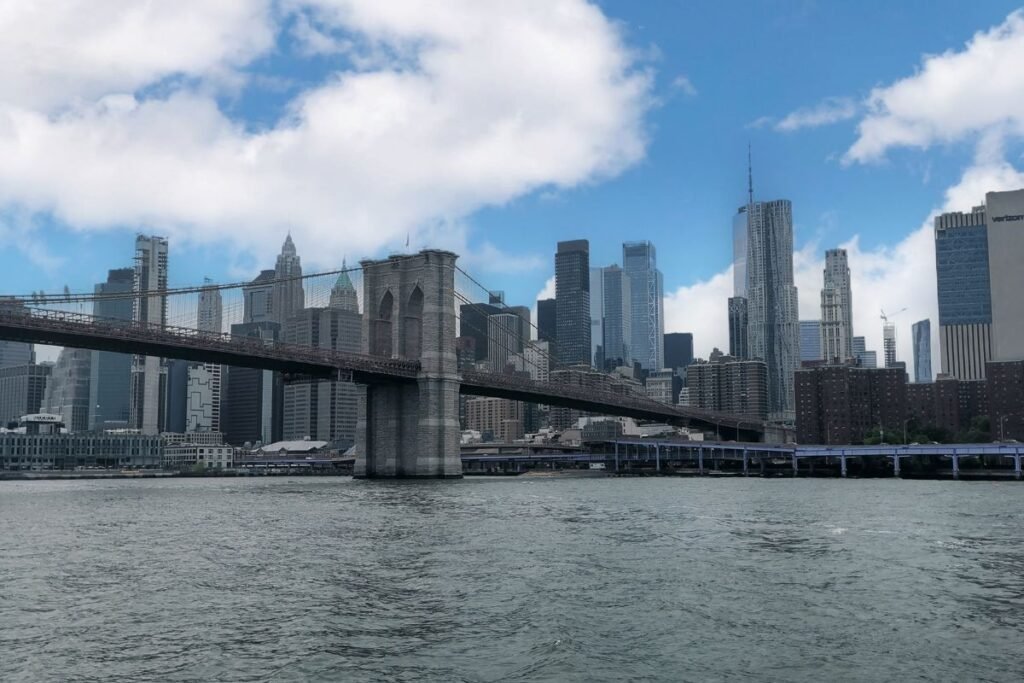 Vue sur le Brooklyn bridge depuis le parc